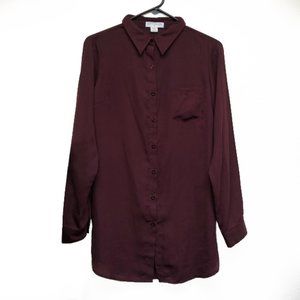 Cotton On deep burgundy elongated buttondown shirt